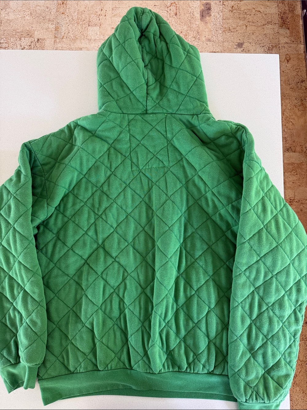Aviator Nation Bright Green Quilted Hoodie with Multicolor N Logo - Picture 3 of 4